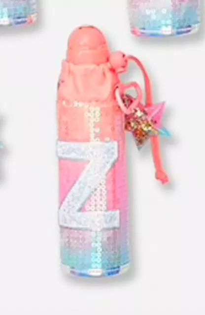 JUSTICE Shaky Ombre Initial Z Water Bottle Sequin Unicorn match backpack lunch