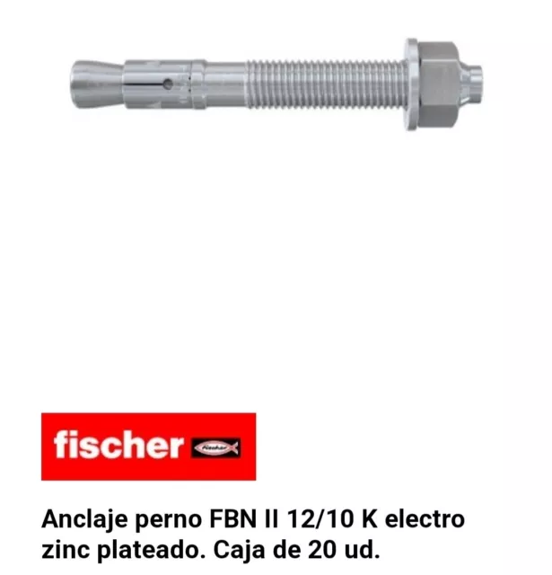 Anclaje perno FBN II 12/10 K electro zinc plateado. Caja de 20 ud.