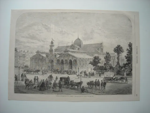 1865 Engraving. Embellishments Of Paris. New Temple March.