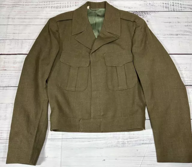 VINTAGE MENS US Army WW2 Wool Jacket Sz 36L Green IKE Field WWII Coat ...