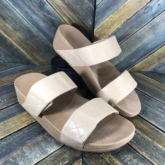 EUC Women's FitFlop Mini Slide Brown leather Sandals Sz 9