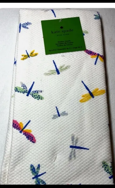 Kate Spade Dragonfly Pattern Kitchen Dish Towel Set (2 Towels)