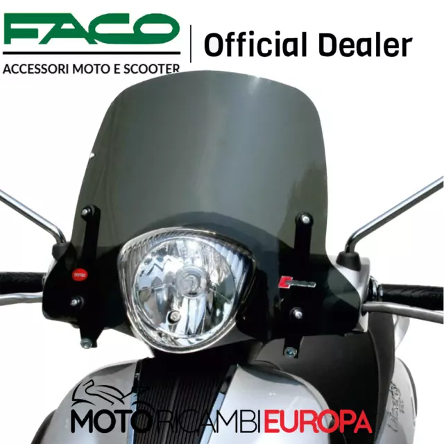 Parabrezza + Staffe Piaggio Liberty Rst 200 2004-2008 Faco Scuro Sportivo