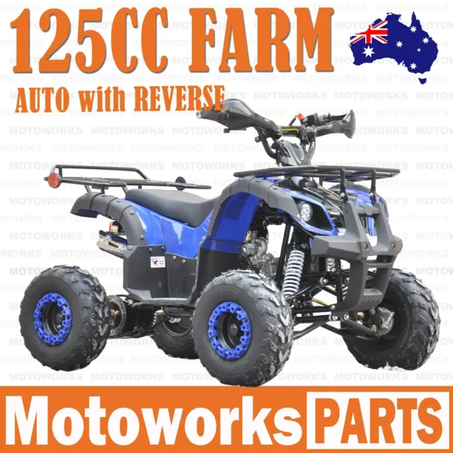 125cc FARM AUTO WITH REVERSE ATV QUAD Dirt Bike Gokart 4 Wheeler Buggy kids blue
