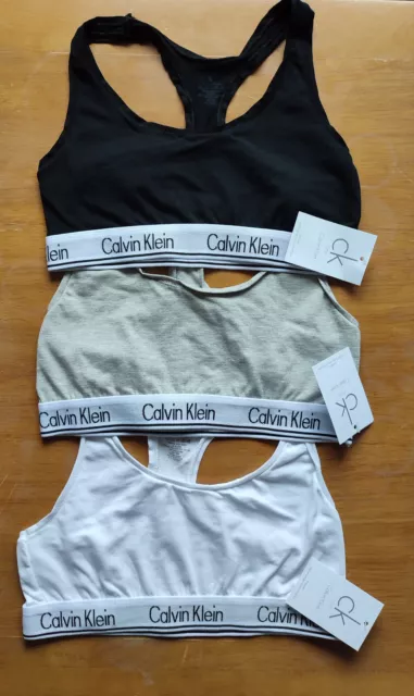 Calvin Klein Womens Bras Bralettes 3 Packs Black Grey White Sport Cotton 2