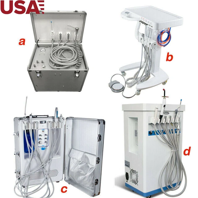 New Portable Dental Delivery Unit Rolling Cart Compressor Suction Equipment