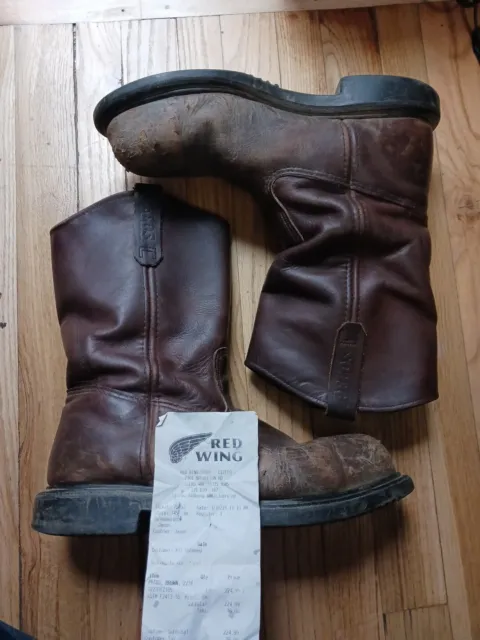 RED WING BOOT Pecos Brown Leather Steel Toe Work Safe Boots 10.5 #2231 ...