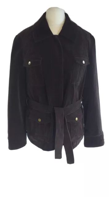 Wallis vintage women's chocolate brown size UK 12 cotton biker style jacket VGC