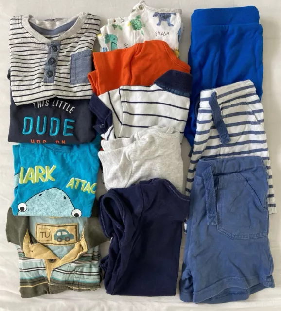 Toddler Boys Big Summer T-shirt Bundle, Shark, Stripes, Age 9-12 Months