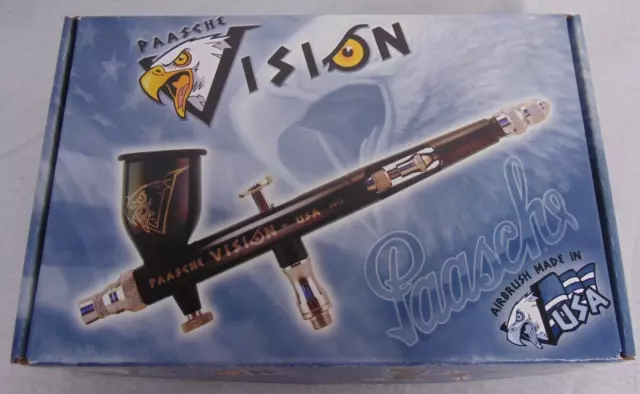 Paasche Vision Double Action Gravity Feed Airbrush Set - New in Box