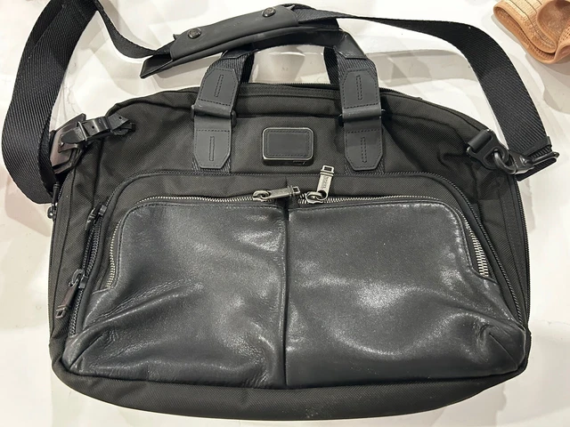 Tumi Alpha Bravo Nylon & Leather Albany Slim Commuter Brief 232640 Black Grey