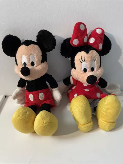 Awesome Disney Disneyland Mickey And Minnie Mouse 10 In. Plush Great Condition!!