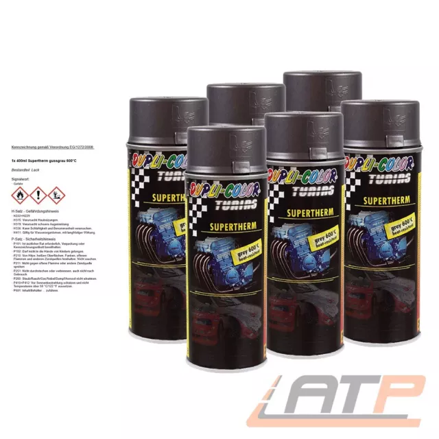 6x 400ml DUPLI COLOR SUPERTHERM GRAU 600°C HITZELACK AUSPUFFLACK SPRAY 471544