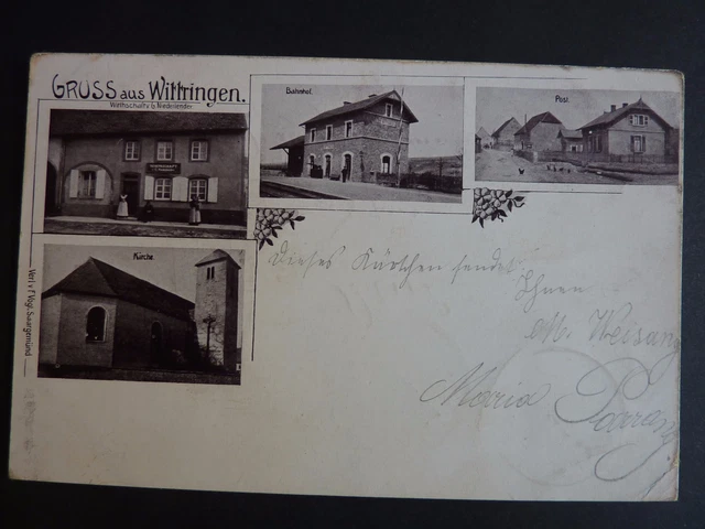 WITTRINGEN Moselle CPA 57 Gruss aus . 4 vues la poste eglise la gare restaurant