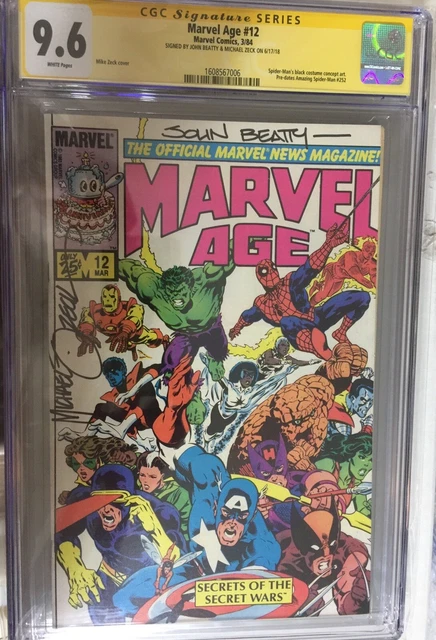 Marvel Age 12 CGC 9.6 Signed Zeck & Beatty Black Suit Concept Predates ASM 252