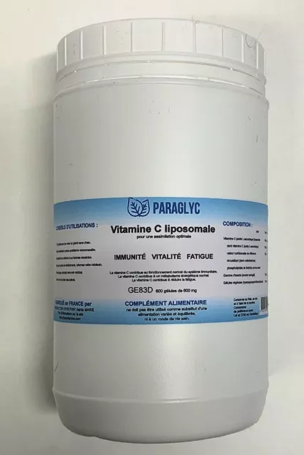 VITAMINE C Liposomale 600 gélules de 600mg Complément alimentaire PARAGLYC