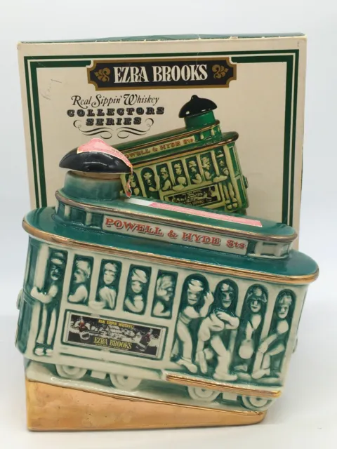 Vtg Ezzra Brooks 1968 Cable Car Real Sippin Whiskey Empty Decanter Original Box