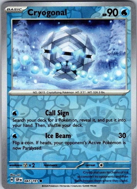 Cryogonal Rarity POKEMON | SV08: Surging Sparks | Cryogonal | 047/191 | Reverse Holo ...