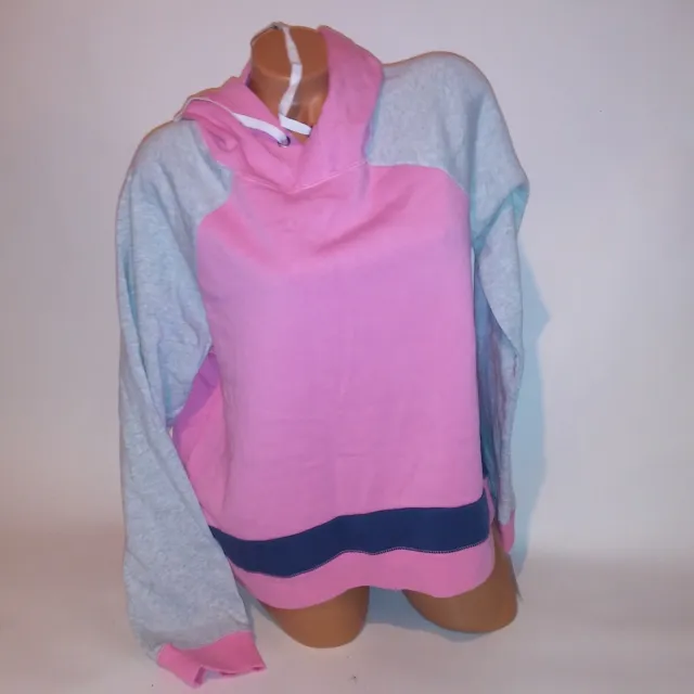 Make & Model Sweater Womens XL Pink Gray Blue Colorblock Hoodie Pullover Long Sl