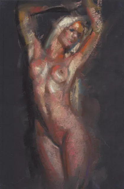 STANDING FEMALE FIGURE Pose Girl Drawing Original Soft Pastel Painting Realism