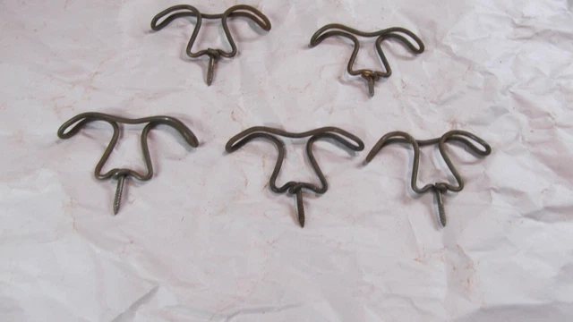 5   Vintage Twisted Wire Hooks hat coat school house hangers