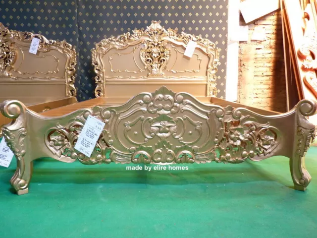 5' King size Mahogany French style furniture Baroque Gold Rococo Bed