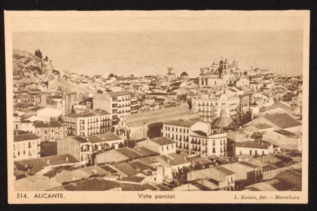 Postal Alicante vista parcial. 514. Sepia. Alicante postcard partial view.