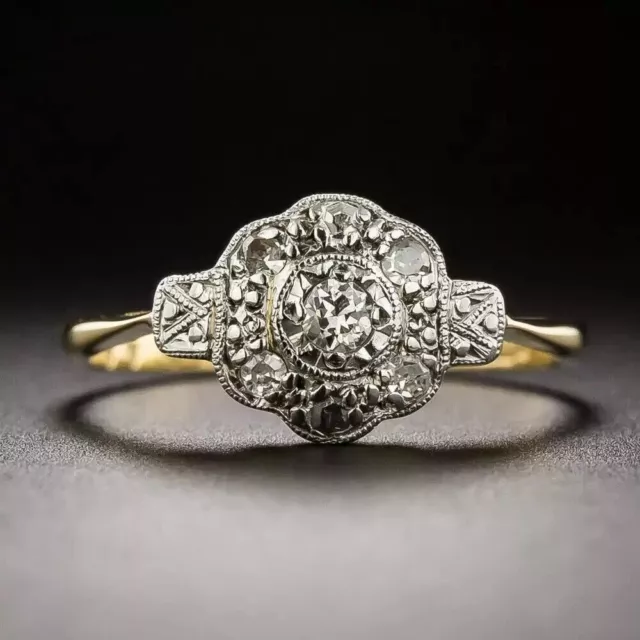 Art Deco Lab-Created Diamond Edwardian Valentine's 14K Yellow Gold Filled Ring