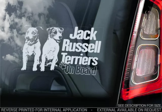 Jack Russel Terriers Car Sticker - Dog On Board Bumper Window Decal Sign V06