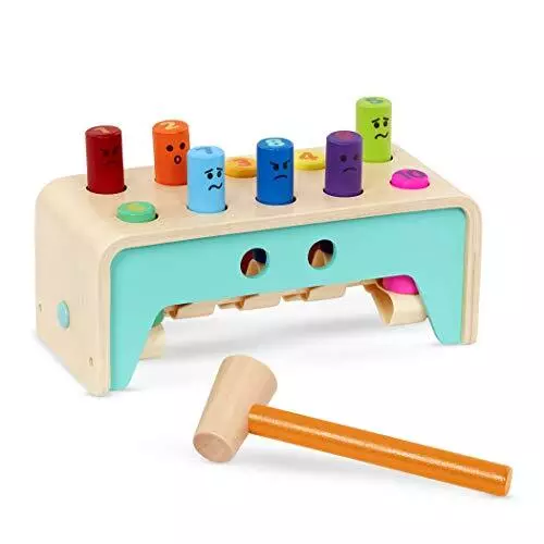 – Wooden Hammer Toy for Kids, Toddlers – Pounding Bench with Pegs and Mallet