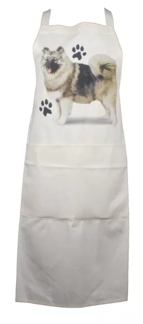 Keeshond Paws Breed Dog Natural Cotton Apron Double Pockets Baker Cook Gift