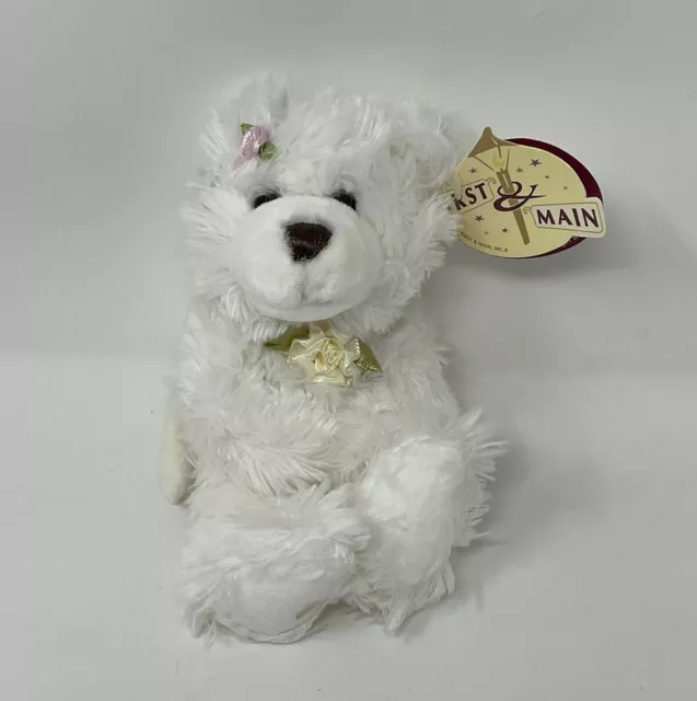 First & Main White Plush Teddy Bear Angel Huggums Collectible No 1302 Flower NWT