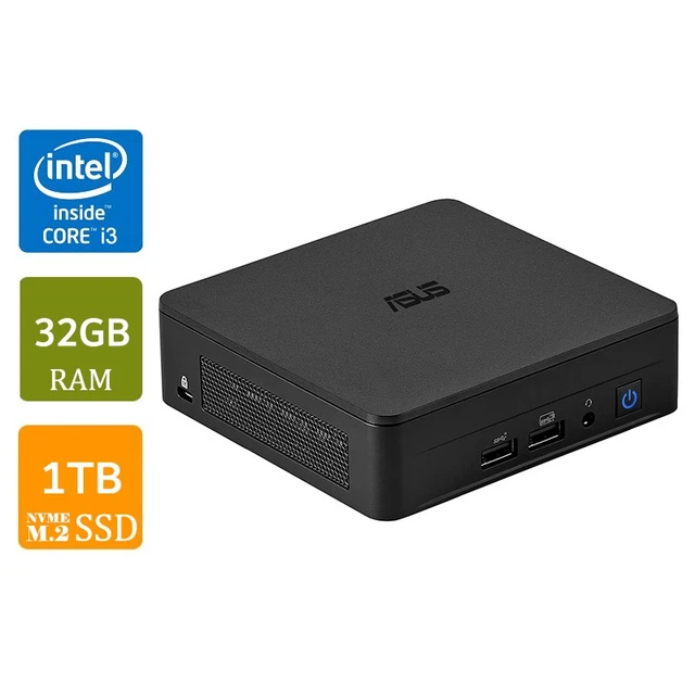 ASUS NUC 13 Pro Mini PC System, i3-1315U, 32GB RAM, 1TB NVMe SSD, W11H ...