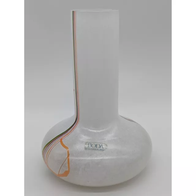 Kosta Boda Signed Bertil Vallien 80s "Rainbow Series" Stripe Glass Vase