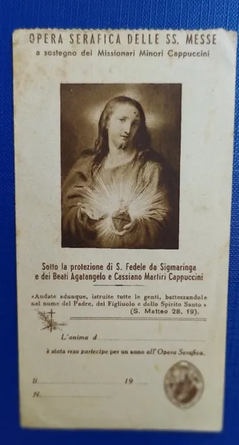 Santino Sacro Cuore di Gesù Sante Messe Cappuccini Di S. Fedele Di Sigmaringa