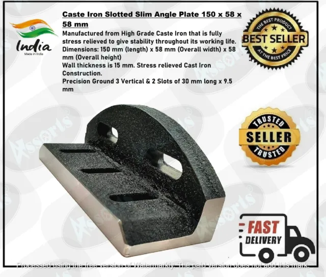 Caste Iron Slotted Slim Angle Plate 150 x 58 x 58 mm-Suitable for Lathes Tools