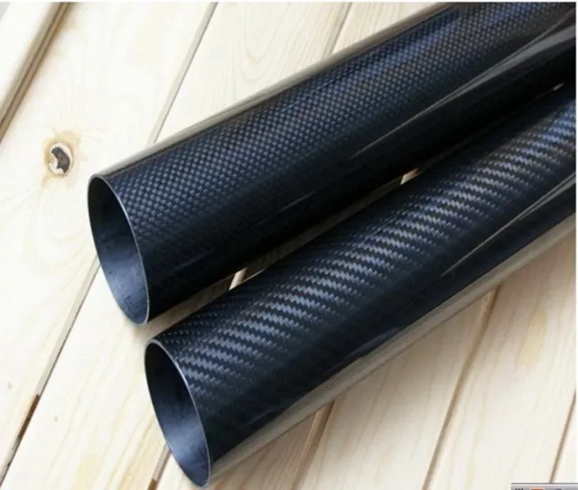 2pc 3K Carbon Fiber Tube Pipe x 500mm OD 5mm 6mm 7mm 8mm 9mm 10mm (Roll Wrapped) 2