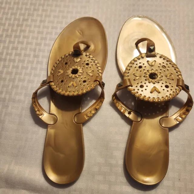 JACK ROGERS GEORGICA JELLY THONG SANDALS SZ 10 GOLD **See description**