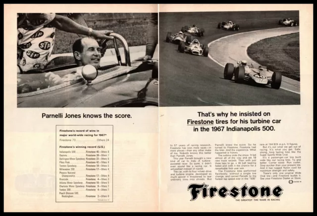 1967 Firestone Parnelli Jones STP Paxton Turbine Car Indy 500 2-Page Print Ad