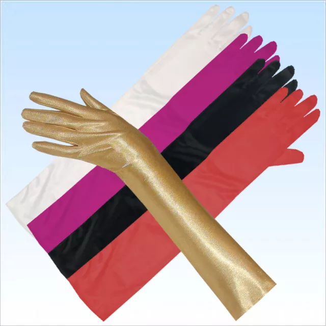 Extra lange Handschuhe elegante Abendgarderobe Pink Rot Weiß Schwarz 1A Qualität