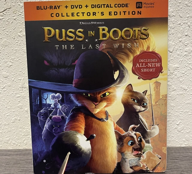 PUSS IN BOOTS The Last Wish (Bluray, DVD, w/Slipcover, Digital Code
