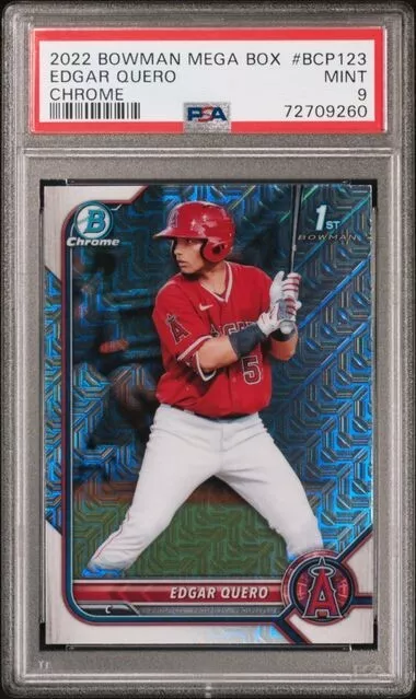 PSA 9 Edgar Quero 2022 Bowman Chrome MEGA REFRACTOR 1st #BCP123  Angels