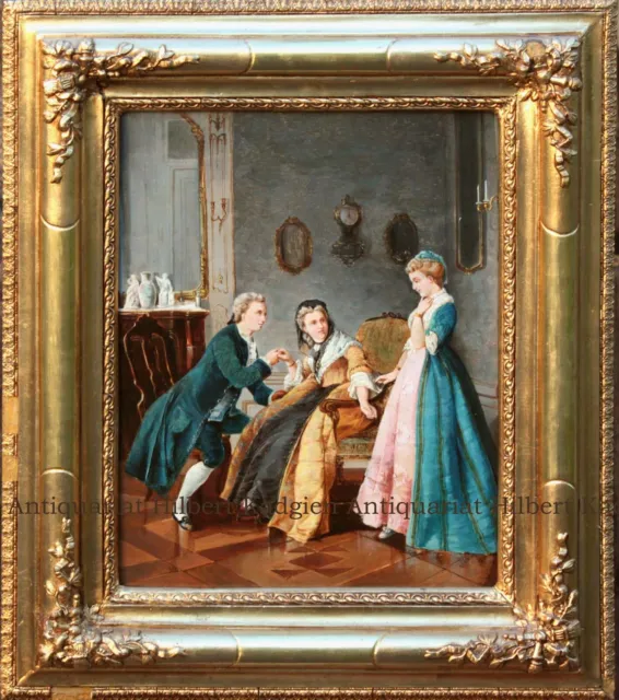 Ölbild "Galante Szene" um 1890 mit schönem Rahmen