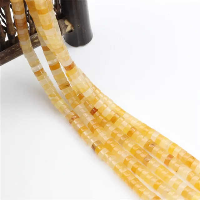 10Strand 3x6mm Natural Yellow Jade Rondelle Spacer Loose Beads Jewelry Making