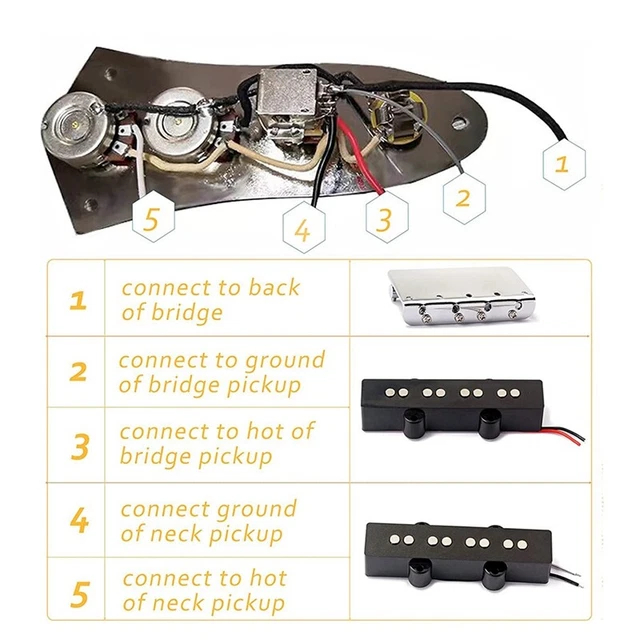 Prewired Control Plate for Jazz Bass Guitar,Loaded J Bass Control Board wit H2H7 3