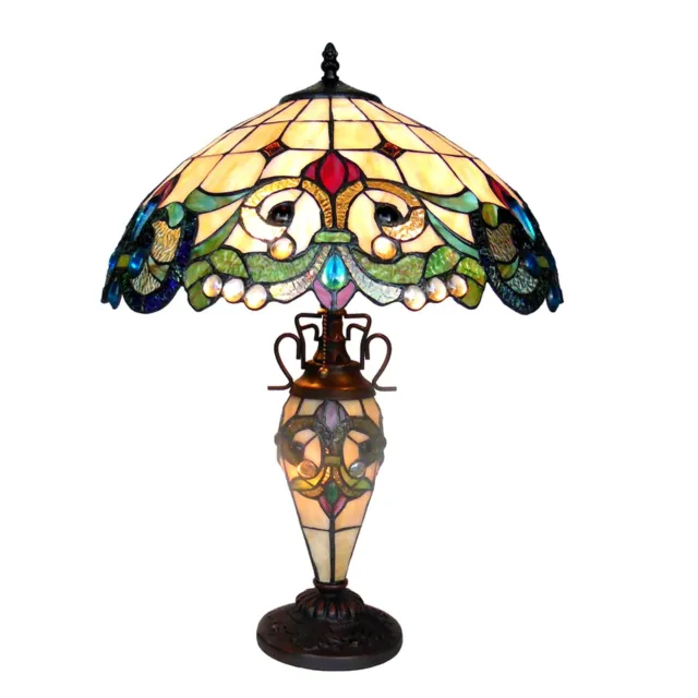 RADIANCE goods Tiffany-Style 3 Light Victorian Double Lit Table Lamp 18" Shade