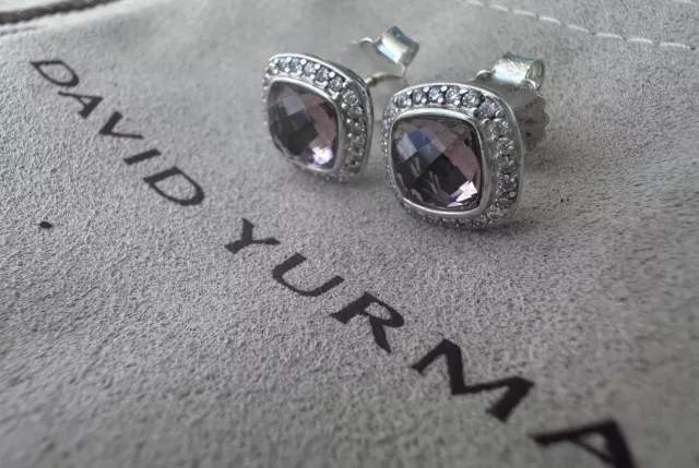 David Yurman Sterling Silver Albion Earrings Morganite & Diamonds, 7mm 2