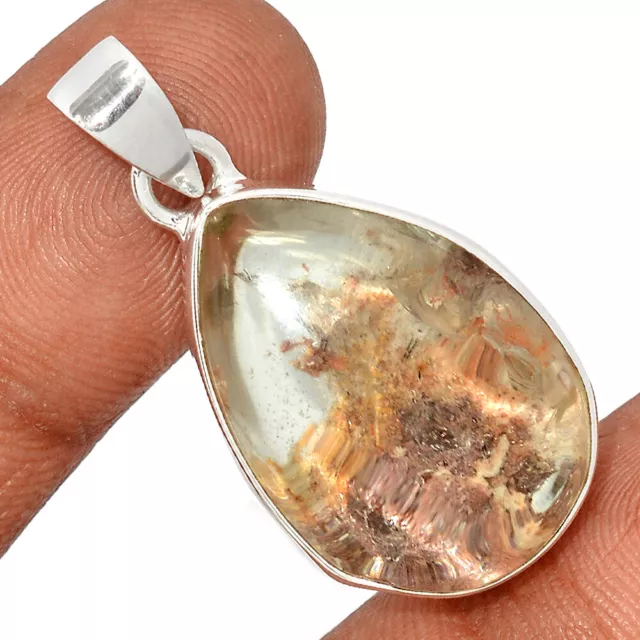 13g Treated Ghost Phantom, Lodolite 925 Sterling Silver Pendant Jewelry CP21772