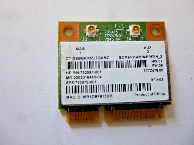 BCM943142Y 792608-001 M.2 NGFF WiFi WLAN kart + Bluetooth 4.0 HP ENVY M6-P M6-P113DX 640 G2 ASUS Sony 802.11bgn