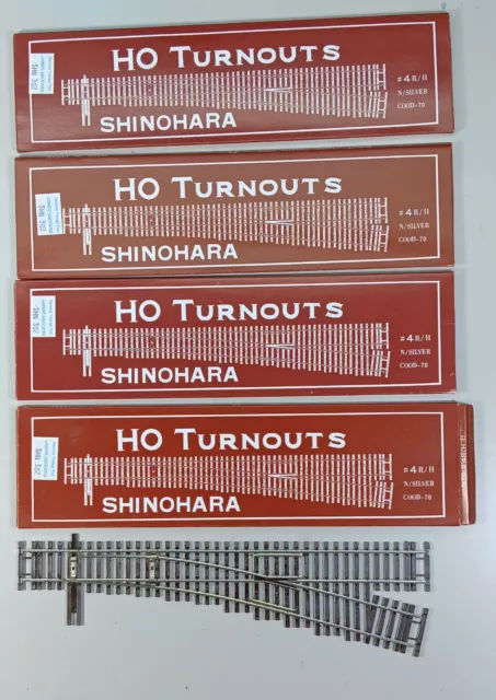 HO scale Shinohara code 70 Right Hand #4 turnouts - lot of 4
